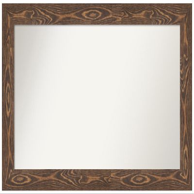Amanti Art Brown Bathroom Mirror for Over Sink, 29x52 Custom Made Bridge Brown Rectangle Vanity Mirror, Oversize Country Rustic Wood Frame, Hangs Horizonally and Vertically, Wall Decor
