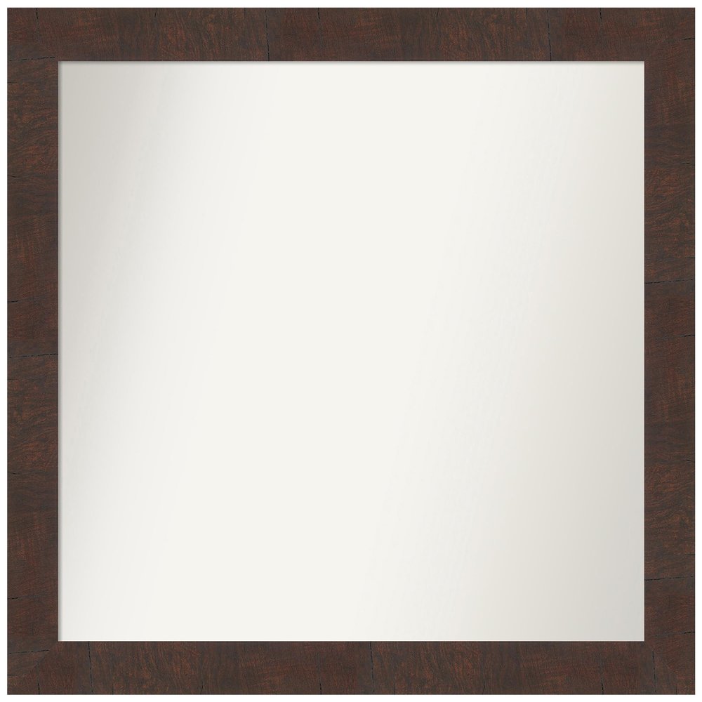 Amanti Art Brown Bathroom Mirror for Over Sink, 37x39 Custom Made Wildwood Brown Rectangle Vanity Mirror, X-Large Country Rustic Wood Frame, Hangs Horizonally and Vertically, Wall Decor