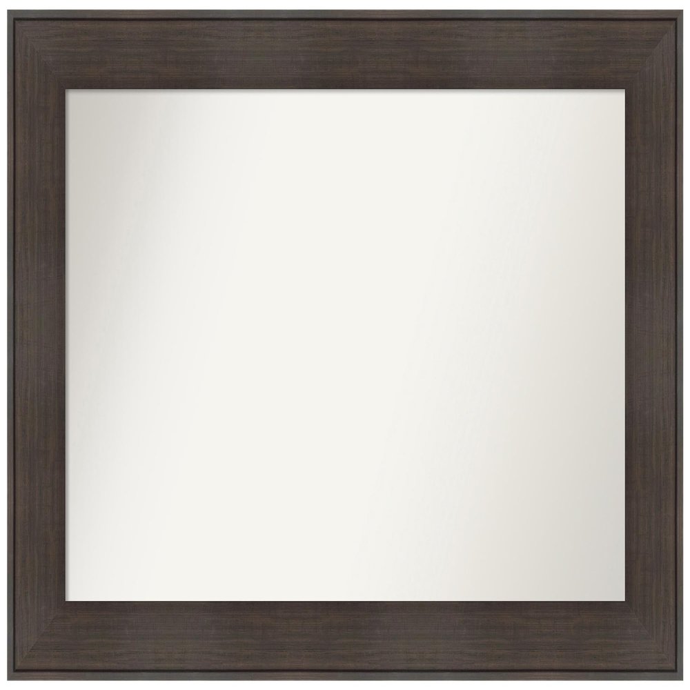 Amanti Art Brown Bathroom Mirror for Over Sink, 29x40 Custom Made William Rustic Woodgrain Rectangle Vanity Mirror, Large Casual Wood Frame, Hangs Horizonally and Vertically, Wall Decor