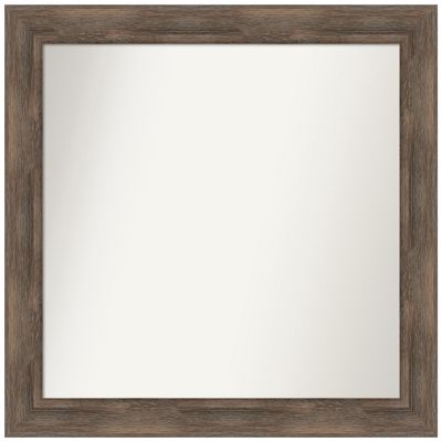 Amanti Art Brown Bathroom Mirror for Over Sink, 30x31 Custom Made Hardwood Mocha Rectangle Vanity Mirror, Large Country Rustic Wood Frame, Hangs Horizonally and Vertically, Wall Decor