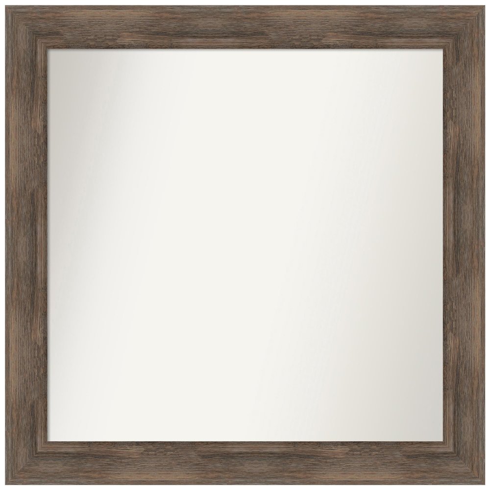 Amanti Art Brown Bathroom Mirror for Over Sink, 30x31 Custom Made Hardwood Mocha Rectangle Vanity Mirror, Large Country Rustic Wood Frame, Hangs Horizonally and Vertically, Wall Decor