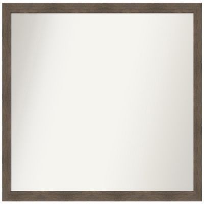 Amanti Art Brown Bathroom Mirror for Over Sink, 33x41 Custom Made Hardwood Mocha Narrow Rectangle Vanity Mirror, X-Large Country Rustic Wood Frame, Hangs Horizonally and Vertically, Wall Decor