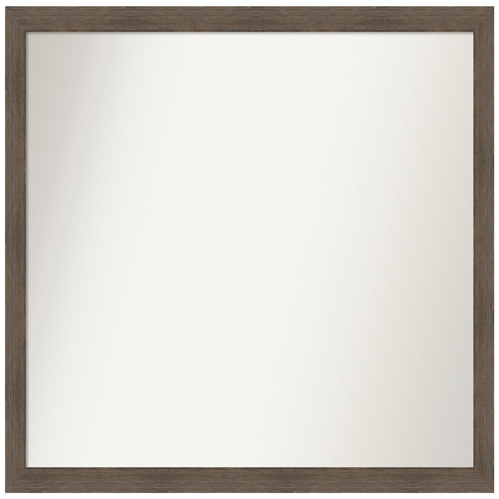 Amanti Art Brown Bathroom Mirror for Over Sink, 33x41 Custom Made Hardwood Mocha Narrow Rectangle Vanity Mirror, X-Large Country Rustic Wood Frame, Hangs Horizonally and Vertically, Wall Decor