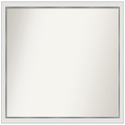 Amanti Art White Bathroom Mirror for Over Sink, 34x43 Custom Made Eva White Silver Narrow Rectangle Vanity Mirror, X-Large Modern Wood Frame, Hangs Horizonally and Vertically, Wall Decor