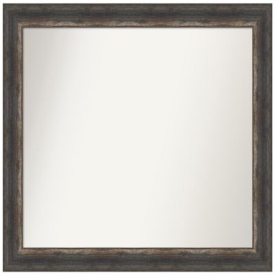 Amanti Art Brown Bathroom Mirror for Over Sink, 32x39 Custom Made Bark Rustic Char Rectangle Vanity Mirror, Large Country Rustic Wood Frame, Hangs Horizonally and Vertically, Wall Decor