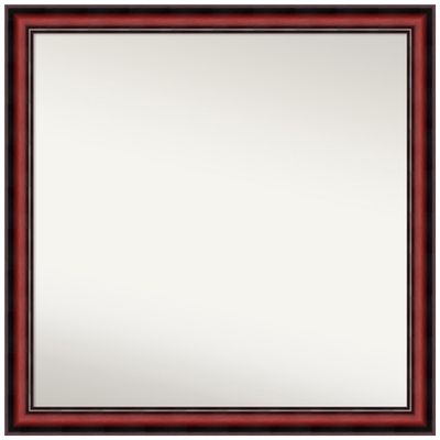 Amanti Art Brown Bathroom Mirror for Over Sink, 27x27 Custom Made Rubino Cherry Scoop Square Vanity Mirror, Medium Traditional Wood Frame, Hangs Horizonally and Vertically, Wall Decor