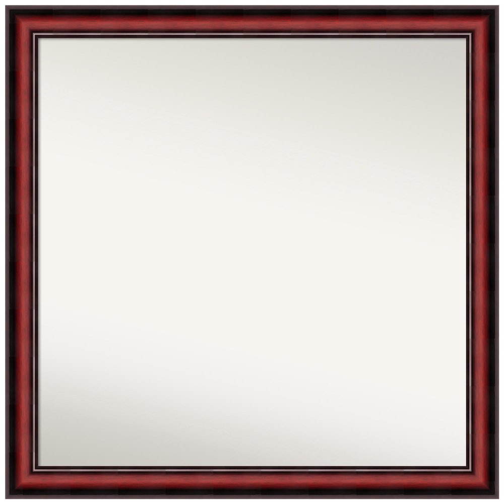 Amanti Art Brown Bathroom Mirror for Over Sink, 27x27 Custom Made Rubino Cherry Scoop Square Vanity Mirror, Medium Traditional Wood Frame, Hangs Horizonally and Vertically, Wall Decor