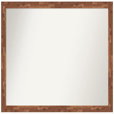 Amanti Art Brown Bathroom Mirror for Over Sink, 26x37 Custom Made Fresco Light Pecan Rectangle Vanity Mirror, Large Country Rustic Wood Frame, Hangs Horizonally and Vertically, Wall Decor