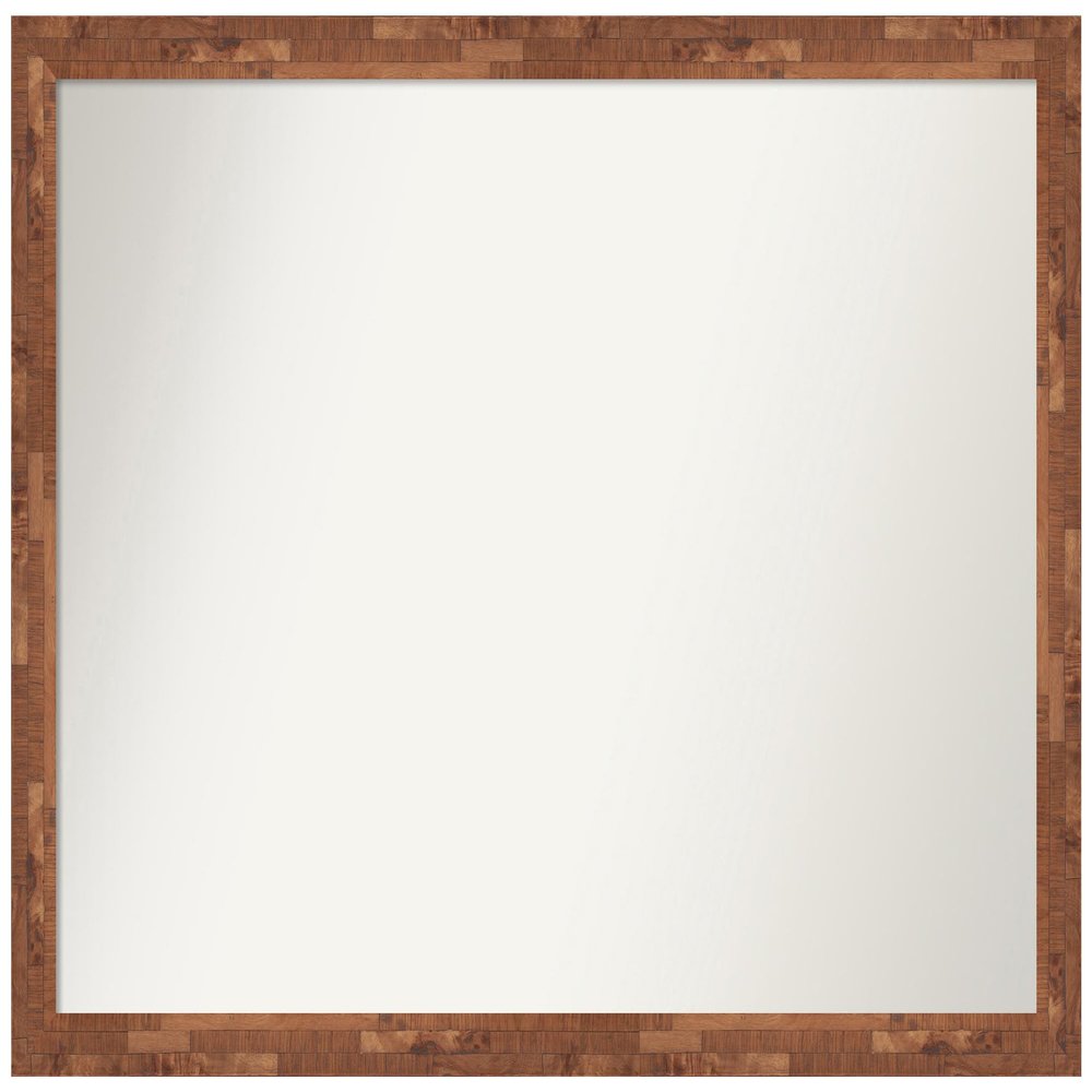 Amanti Art Brown Bathroom Mirror for Over Sink, 26x37 Custom Made Fresco Light Pecan Rectangle Vanity Mirror, Large Country Rustic Wood Frame, Hangs Horizonally and Vertically, Wall Decor