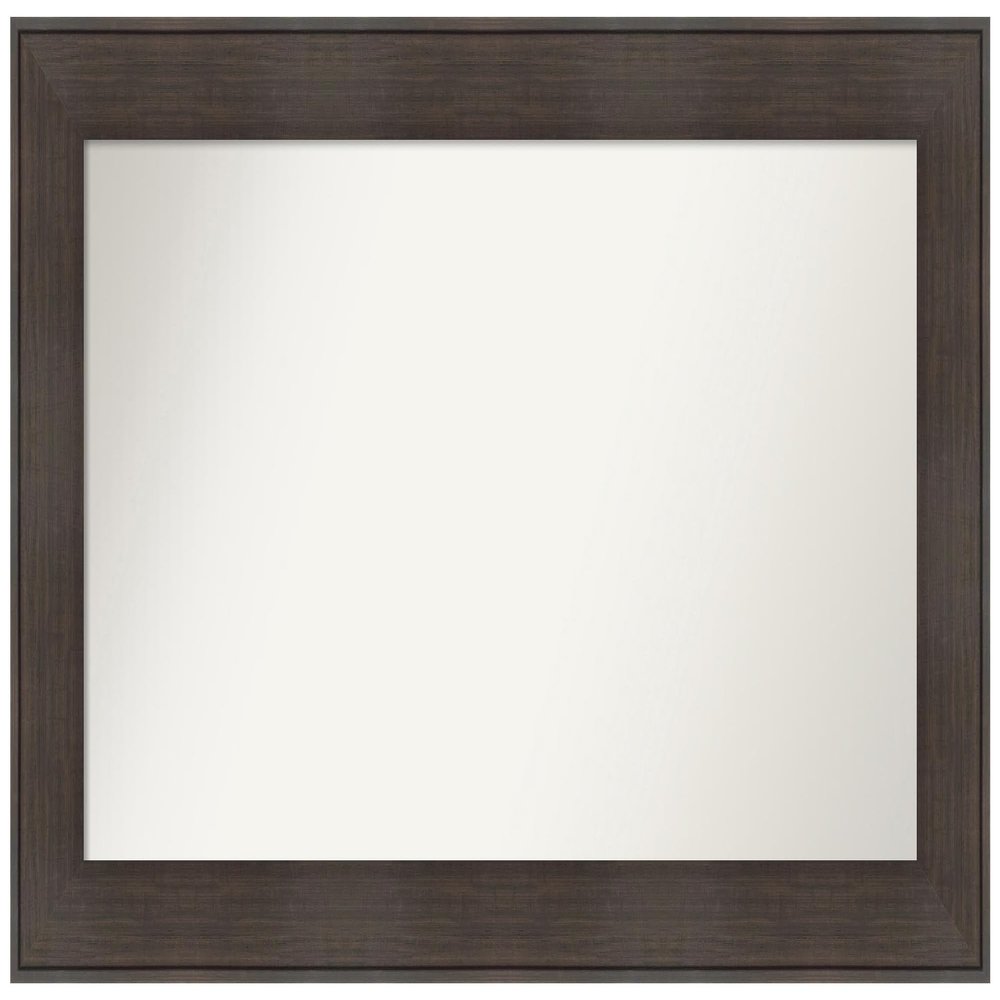 Amanti Art Brown Bathroom Mirror for Over Sink, 27x46 Custom Made William Rustic Woodgrain Rectangle Vanity Mirror, Large Casual Wood Frame, Hangs Horizonally and Vertically, Wall Decor