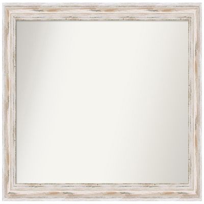 Amanti Art White Bathroom Mirror for Over Sink, 33x43 Custom Made Alexandria White Wash Rectangle Vanity Mirror, X-Large Cottage Wood Frame, Hangs Horizonally and Vertically, Wall Decor