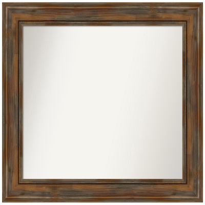 Amanti Art Brown Bathroom Mirror for Over Sink, 28x32 Custom Made Alexandria Rustic Brown Rectangle Vanity Mirror, Medium Country Rustic Wood Frame, Hangs Horizonally and Vertically, Wall Decor