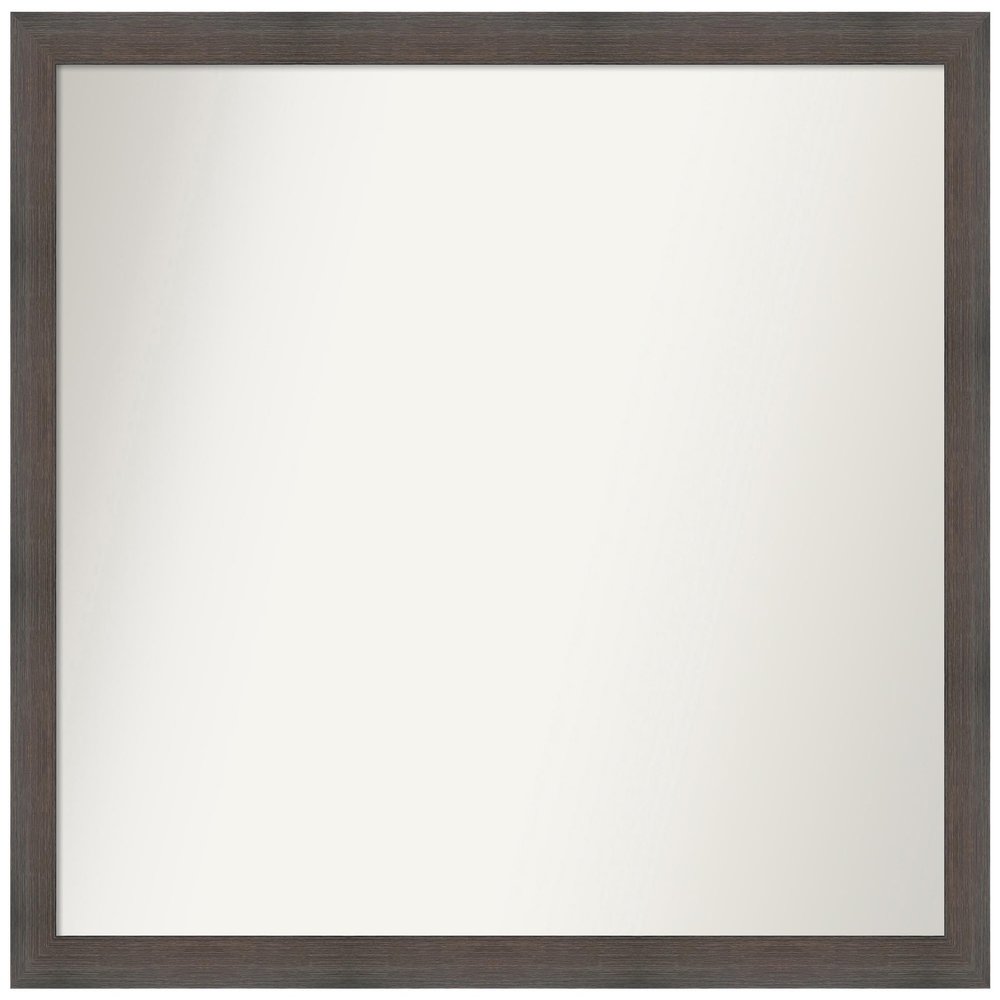 Amanti Art Brown Bathroom Mirror for Over Sink, 32x37 Custom Made Hardwood Chocolate Narrow Rectangle Vanity Mirror, Large Country Rustic Wood Frame, Hangs Horizonally and Vertically, Wall Decor