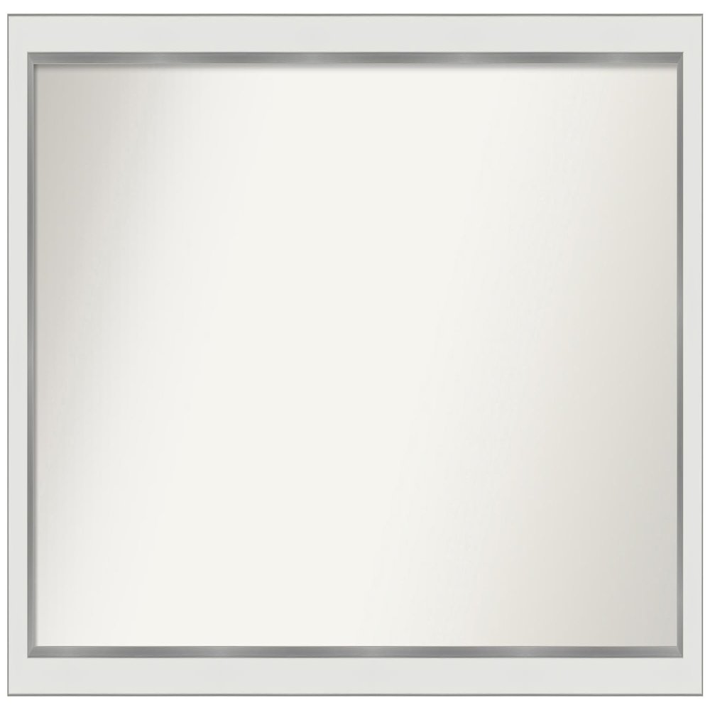 Amanti Art White Bathroom Mirror for Over Sink, 25x49 Custom Made Eva White Silver Narrow Rectangle Vanity Mirror, Oversize Modern Wood Frame, Hangs Horizonally and Vertically, Wall Decor