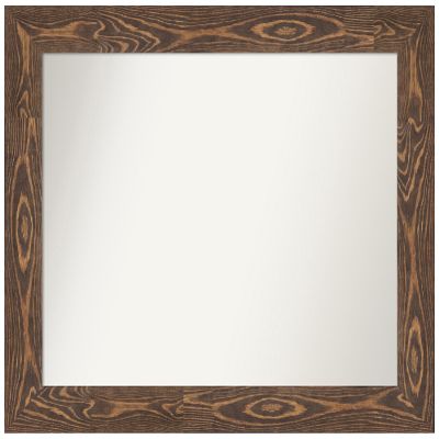 Amanti Art Brown Bathroom Mirror for Over Sink, 30x38 Custom Made Bridge Brown Rectangle Vanity Mirror, Large Country Rustic Wood Frame, Hangs Horizonally and Vertically, Wall Decor