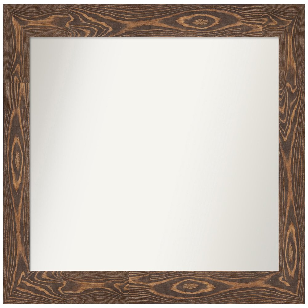 Amanti Art Brown Bathroom Mirror for Over Sink, 30x38 Custom Made Bridge Brown Rectangle Vanity Mirror, Large Country Rustic Wood Frame, Hangs Horizonally and Vertically, Wall Decor