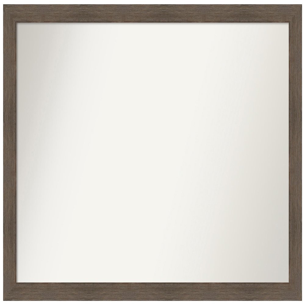 Amanti Art Brown Bathroom Mirror for Over Sink, 28x39 Custom Made Hardwood Mocha Narrow Rectangle Vanity Mirror, Large Country Rustic Wood Frame, Hangs Horizonally and Vertically, Wall Decor