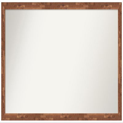Amanti Art Brown Bathroom Mirror for Over Sink, 26x49 Custom Made Fresco Light Pecan Rectangle Vanity Mirror, Oversize Country Rustic Wood Frame, Hangs Horizonally and Vertically, Wall Decor