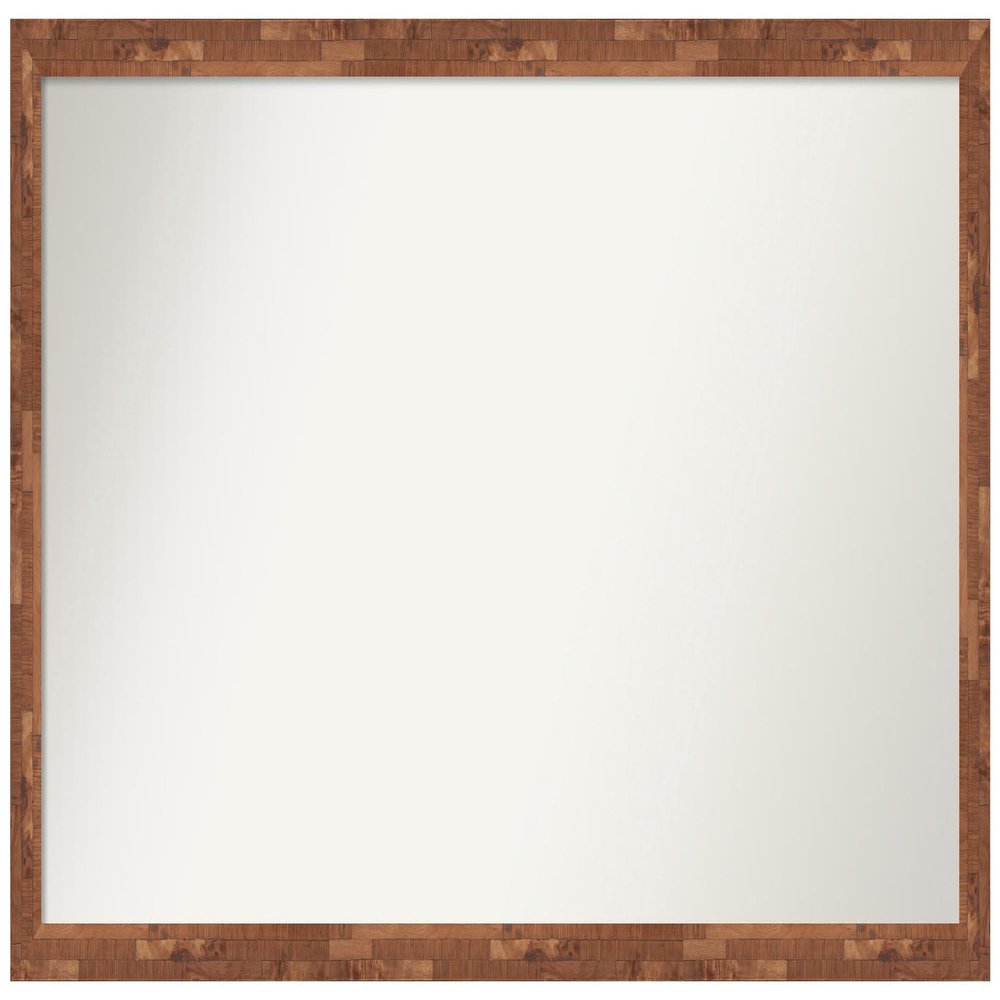 Amanti Art Brown Bathroom Mirror for Over Sink, 26x49 Custom Made Fresco Light Pecan Rectangle Vanity Mirror, Oversize Country Rustic Wood Frame, Hangs Horizonally and Vertically, Wall Decor
