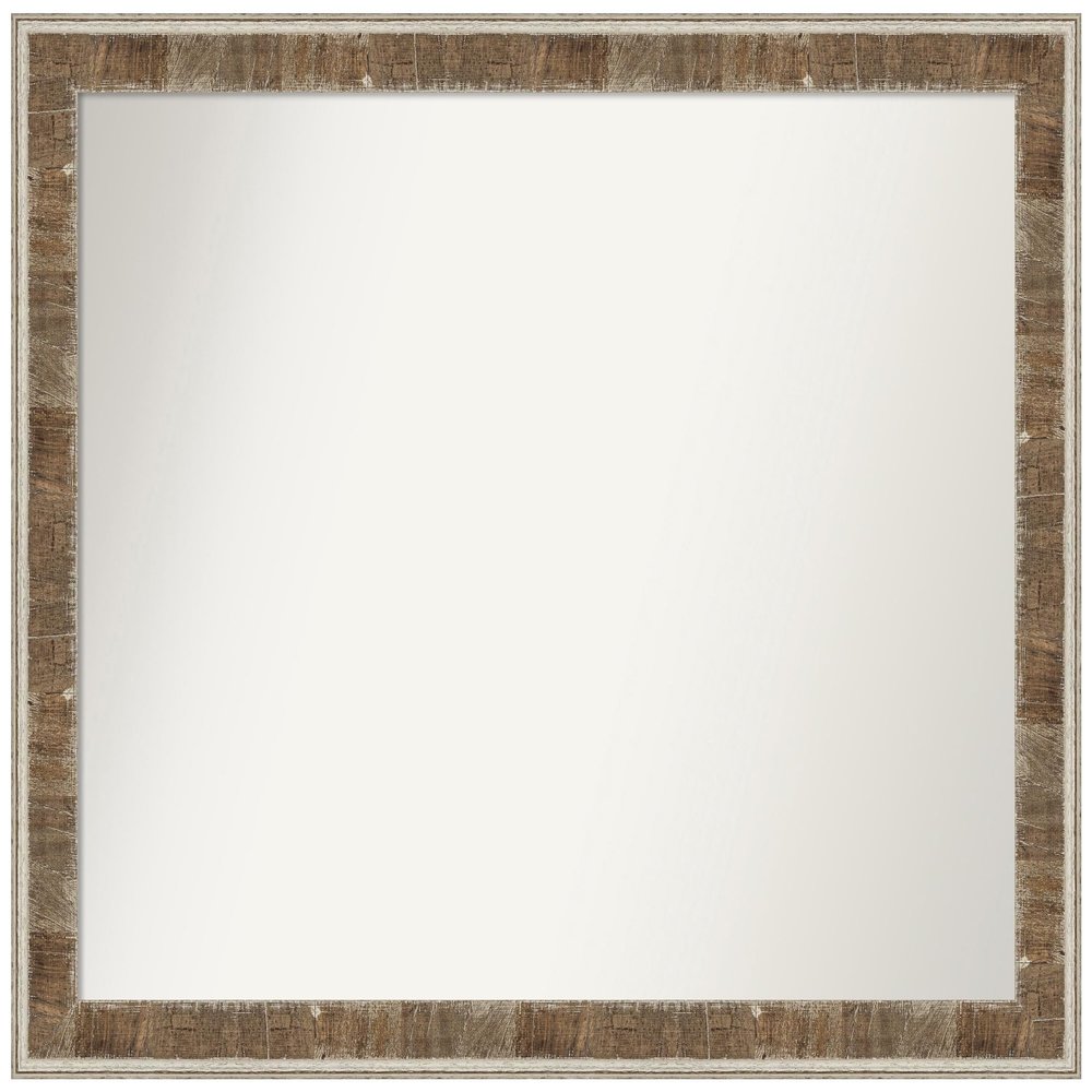 Amanti Art Brown Bathroom Mirror for Over Sink, 36x43 Custom Made Farmhouse Brown Narrow Rectangle Vanity Mirror, X-Large Country Rustic Wood Frame, Hangs Horizonally and Vertically, Wall Decor