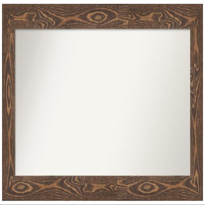 Amanti Art Brown Bathroom Mirror for Over Sink, 26x52 Custom Made Bridge Brown Rectangle Vanity Mirror, Oversize Country Rustic Wood Frame, Hangs Horizonally and Vertically, Wall Decor