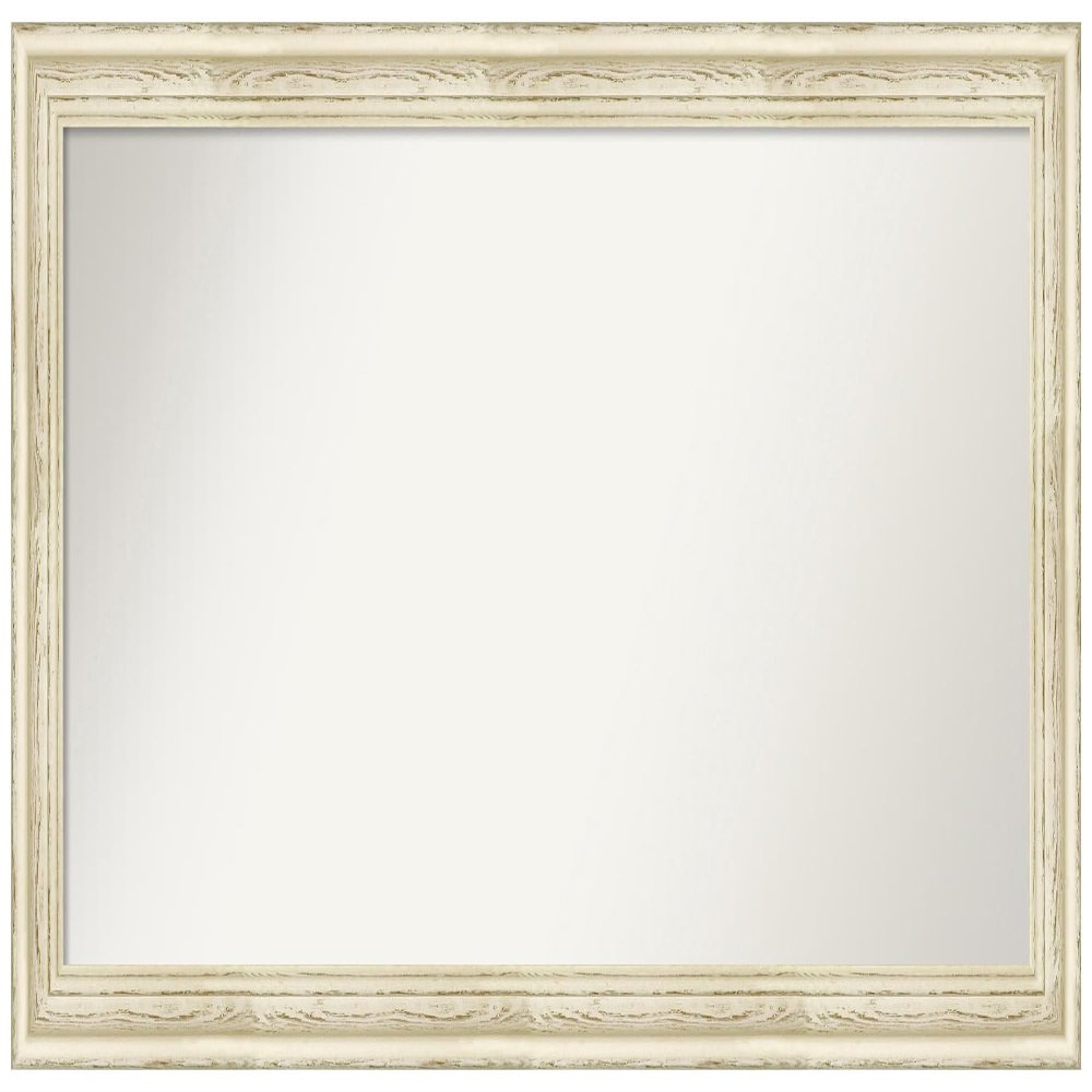 Amanti Art White Bathroom Mirror for Over Sink, 24x50 Custom Made Country White Wash Rectangle Vanity Mirror, Oversize Country Rustic Wood Frame, Hangs Horizonally and Vertically, Wall Decor