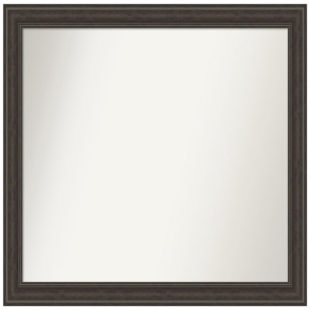 Amanti Art Brown Bathroom Mirror for Over Sink, 37x47 Custom Made Shipwreck Greywash Rectangle Vanity Mirror, Oversize Traditional Wood Frame, Hangs Horizonally and Vertically, Wall Decor