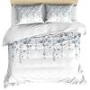 Blue Grey Florals Duvet Cover Cal. King Size, Spring Weeping Flowers Comforter Cover with Zipper Closure, 3 Piece Bedding Sets 1 Duvet Cover 90x106 Inches and 2 Pillow Shams view 1