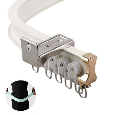 Aluminium Alloy Ceiling Track for Curtains, Curved Shower Curtain Rod, Sliding Curtain Track, Bendable Curved Ceiling Curtain Track, Ceiling Wall Mount Curtain Sliding Track System Set ( Color : White