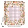 Anzona Thanksgiving Waterproof Shower Curtains Set - Extra Long 72 x 78 Inch, Pink Pumpkins Green Leaves Fall Flower Plaid Polyester Bathroom Curtain with 12 Hooks, Bathroom Accessories, 1 Panel view 2