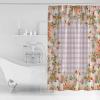 Anzona Thanksgiving Waterproof Shower Curtains Set - Extra Long 72 x 78 Inch, Pink Pumpkins Green Leaves Fall Flower Plaid Polyester Bathroom Curtain with 12 Hooks, Bathroom Accessories, 1 Panel view 3