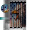 Anzona Eagle Waterproof Shower Curtains Set - Standard 66 x 72 Inch, Star Flag Red Blue Wood Grain Abstract Art Polyester Fabric Bathroom Curtain with 12 Hooks, Bathroom Accessories, 1 Panel view 4