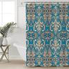 Anzona Blue Flower Waterproof Shower Curtains Set - Extra Long 72 x 96 Inch, Beige Ethnic Vintage Floral Pattern Abstract Art Polyester Bathroom Curtain with 12 Hooks, Bathroom Accessories, 1 Panel view 1