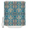 Anzona Blue Flower Waterproof Shower Curtains Set - Extra Long 72 x 96 Inch, Beige Ethnic Vintage Floral Pattern Abstract Art Polyester Bathroom Curtain with 12 Hooks, Bathroom Accessories, 1 Panel view 2