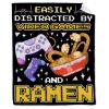 Easily Distracted by Video Games and Ramen Blanket Game Blanket Ramen Gift Video Game Gifts Lightweight Soft Flannel Fleece Throw Blankets for Couch Bed Sofa X-Large Family (120"90") view 1