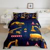 Manfei Kids Truck Comforter Set Full Size, Boys Construction Vehicle Bedding Set 3pcs for Children, Cartoon Excavator Tractor Crane Quilt Set Yellow Equipment Cars Duvet Set with 2 Pillowcases view 1