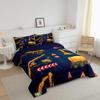 Manfei Kids Truck Comforter Set Full Size, Boys Construction Vehicle Bedding Set 3pcs for Children, Cartoon Excavator Tractor Crane Quilt Set Yellow Equipment Cars Duvet Set with 2 Pillowcases view 2
