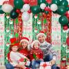 Avezano 3pcs Christmas Party Decorations Merry Christmas Foil Fringe Curtains for Kids & Adults Selfie Picture Backdrop Holiday Ugly Sweater Party Streamers Photo Booth Props Supplies Decor 3.3x6.6ft view 2