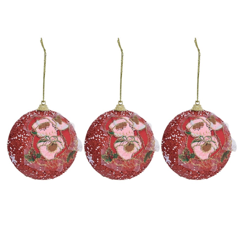 3PCS Christmas Decorative Balls White Christmas Tree Balls Ornaments Xmas Tree Pendant Seasonal Decorations for Home Party(Red Word 1.5kg)