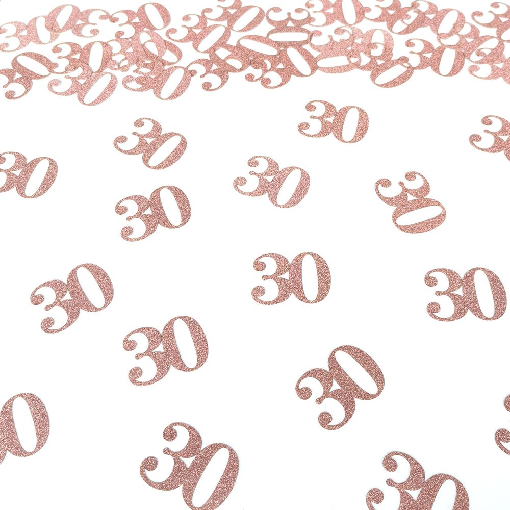30th Happy Birthday Confetti Decorations - Number 30 Rose Gold Table Confetti for 30th Birthday, 30th Anniversary Wedding Party Supplies