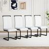 AZmac Modern Leather Dining Chairs Set of 4,Armless Kitchen Chairs,Dining Room Chair with Upholstered Padded Seat and Sturdy Chrome Legs for Dining Room,Kitchen (Set of 4, White-Black Leg) view 1