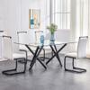 AZmac Modern Leather Dining Chairs Set of 4,Armless Kitchen Chairs,Dining Room Chair with Upholstered Padded Seat and Sturdy Chrome Legs for Dining Room,Kitchen (Set of 4, White-Black Leg) view 3