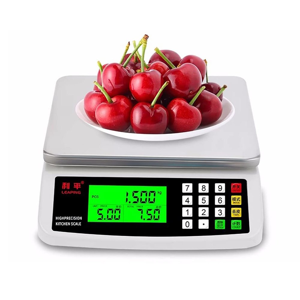 TEMKIN Electronic Scales Commercial 30KG/1g Digital Price Computing Scale Food Scale Counting Funtion LCD Display for Food Meat, Fruit and Vegetable Scales (Color : Silver, Size : 6kg/0.1g)
