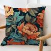 ArogGeld Chinoiserie Chic Cushion Covers Chinoiserie Coral Peony Floral Sofa Pillow Cover Peony Flower Teal Green and Red Accent Pillow Farmhouse Decor for Chair Sofa 24x24in White Flax view 3