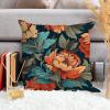 ArogGeld Chinoiserie Chic Cushion Covers Chinoiserie Coral Peony Floral Sofa Pillow Cover Peony Flower Teal Green and Red Accent Pillow Farmhouse Decor for Chair Sofa 24x24in White Flax view 4
