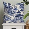 MangGou Blue and White Pagoda Pillow Covers Chinoiserie Throw Pillow Cover Blue and White Asian Pillow Case Cushion Cover Home Decor for Bedroom Living Room Sofa 18x18in view 1