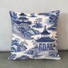 MangGou Blue and White Pagoda Pillow Covers Chinoiserie Throw Pillow Cover Blue and White Asian Pillow Case Cushion Cover Home Decor for Bedroom Living Room Sofa 18x18in view 2