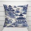 MangGou Blue and White Pagoda Pillow Covers Chinoiserie Throw Pillow Cover Blue and White Asian Pillow Case Cushion Cover Home Decor for Bedroom Living Room Sofa 18x18in view 3