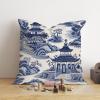 MangGou Blue and White Pagoda Pillow Covers Chinoiserie Throw Pillow Cover Blue and White Asian Pillow Case Cushion Cover Home Decor for Bedroom Living Room Sofa 18x18in view 4