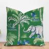 ArogGeld Green with Elephant and Donkey Cushion Cover Chinoiserie Green Tree and Animal Square Throw Pillow Covers Chinoiserie Style Throw Pillow Case for Chair Sofa 26x26in White Linen view 1